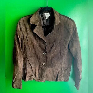 Chicos Suede Leather Jacket‎ Brown Leather Size 1 (8) EUC! CLEARANCE!!!